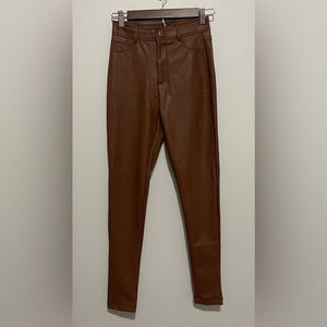 NWT Shinestar Vegan Leather brown pants size XS